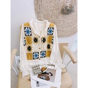 Chic 2-Piece Vest & Shirt Set – Long Sleeve, Hollowed Out, Sweet Style